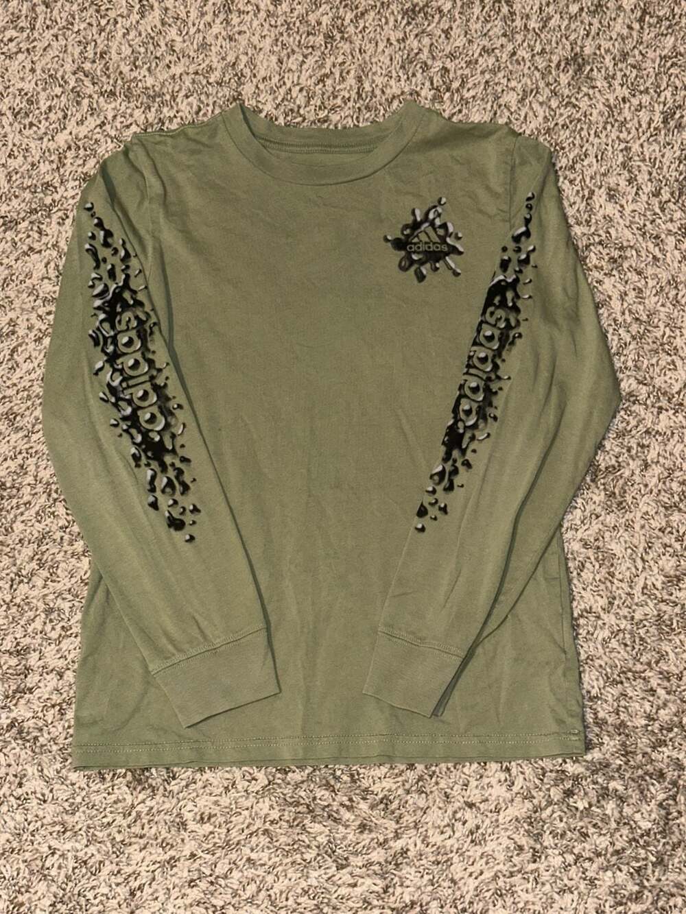 Adidas Boys Green Long Sleeve Graphic T-Shirt Size M 10/12